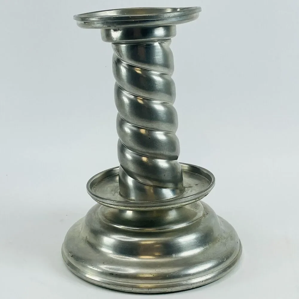 Vintage Norwegian Pewter Spiral Candle Holder MCM Industrial Modernist Norway 20